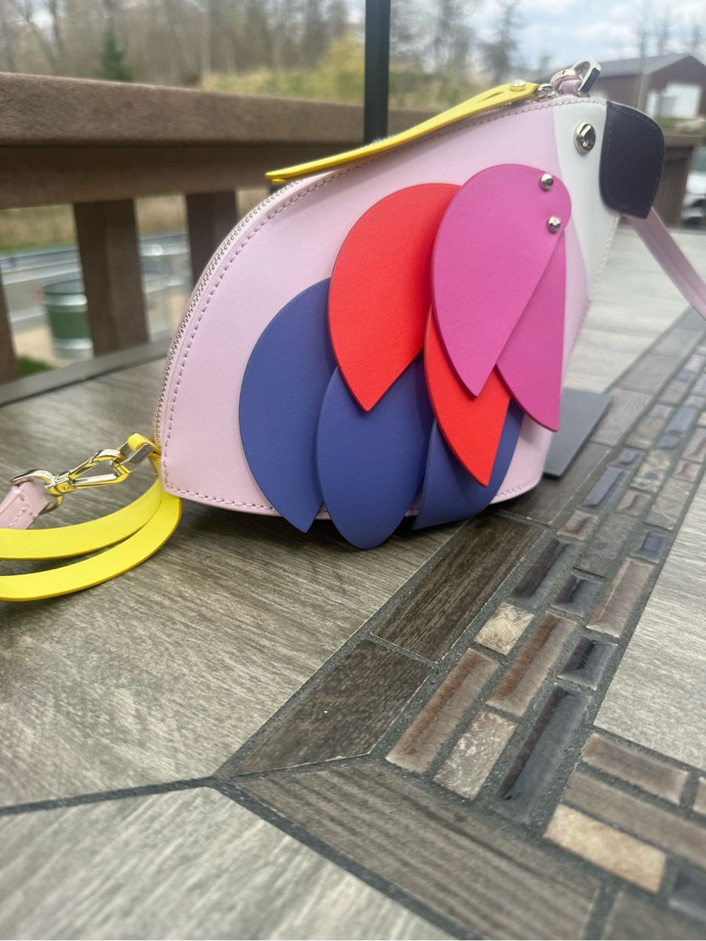 NWOT Kate Spade Parrot Flock Party crossbody bag smooth multicolor pink leather - Picture 6 of 12